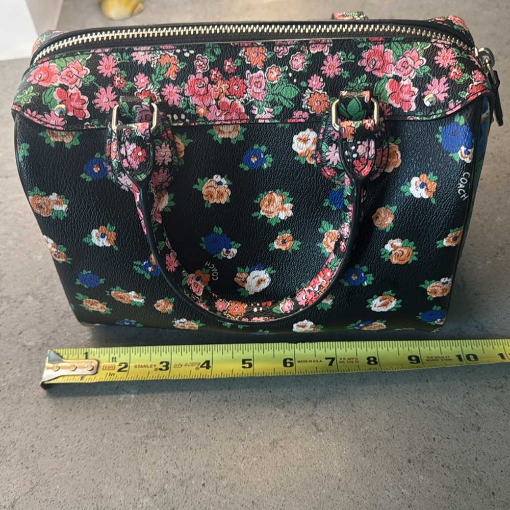 Coach satchel handbag Floral Pink Blue Black - Picture 8 of 10